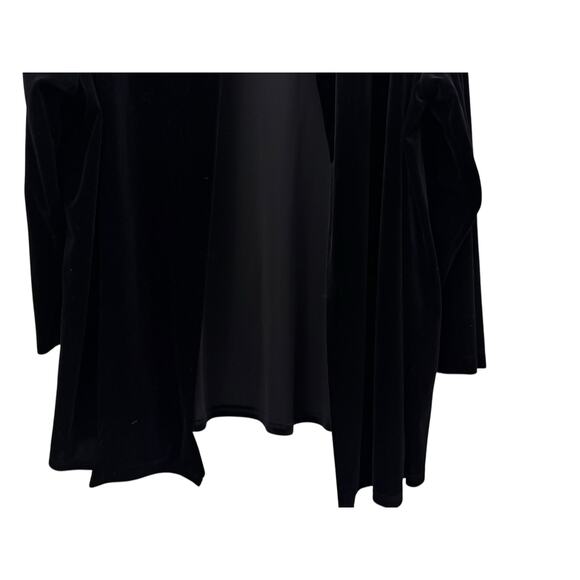Teddi Evening Black Crushed Velvet Open Swing Coat 2X Holidays Christmas VTG - Picture 2 of 7